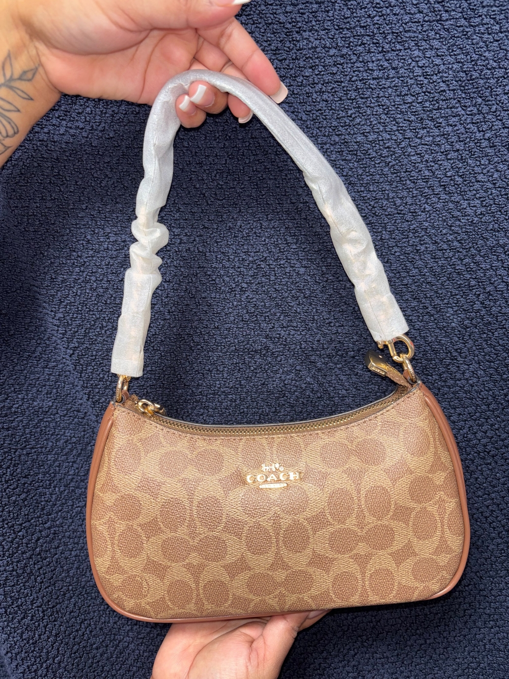 Coach Brown Signature Canvas Mini Shoulder Bag